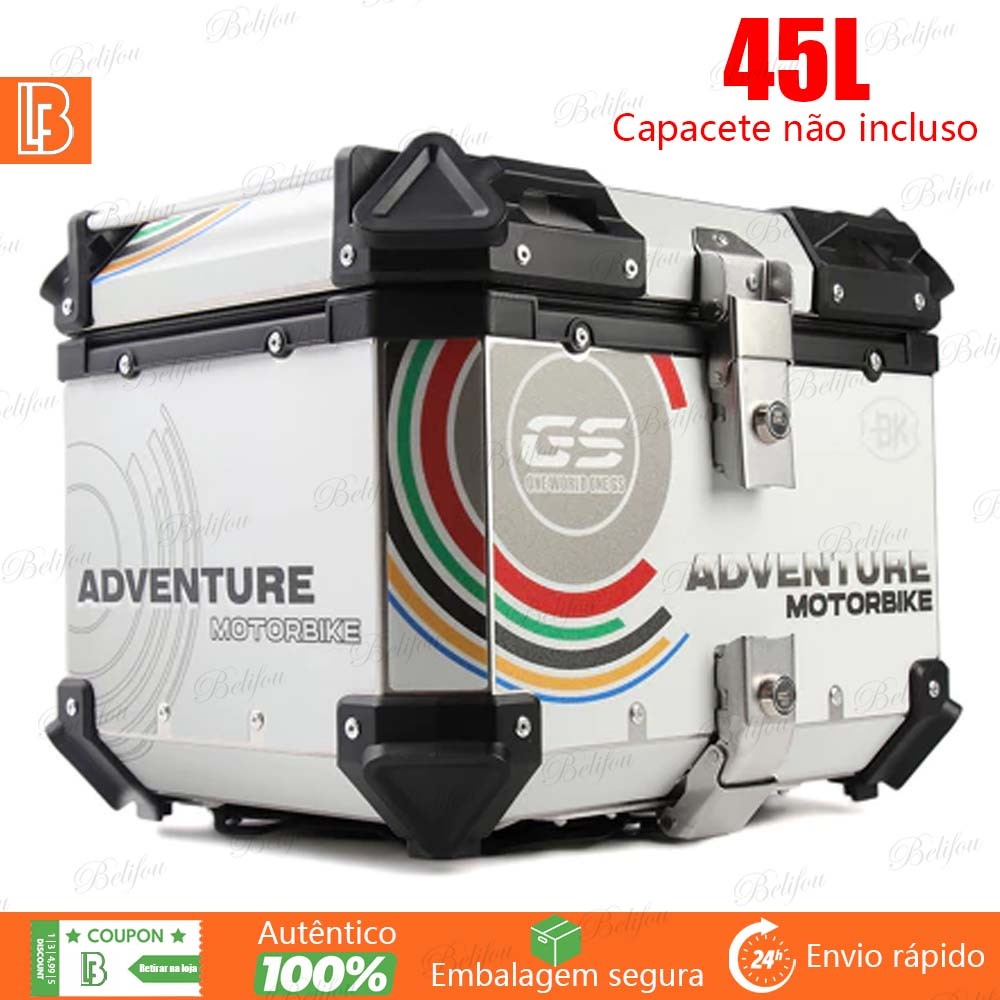 Baú Alumínio Moto Traseiro 45/65 Litros Top Case Caixas