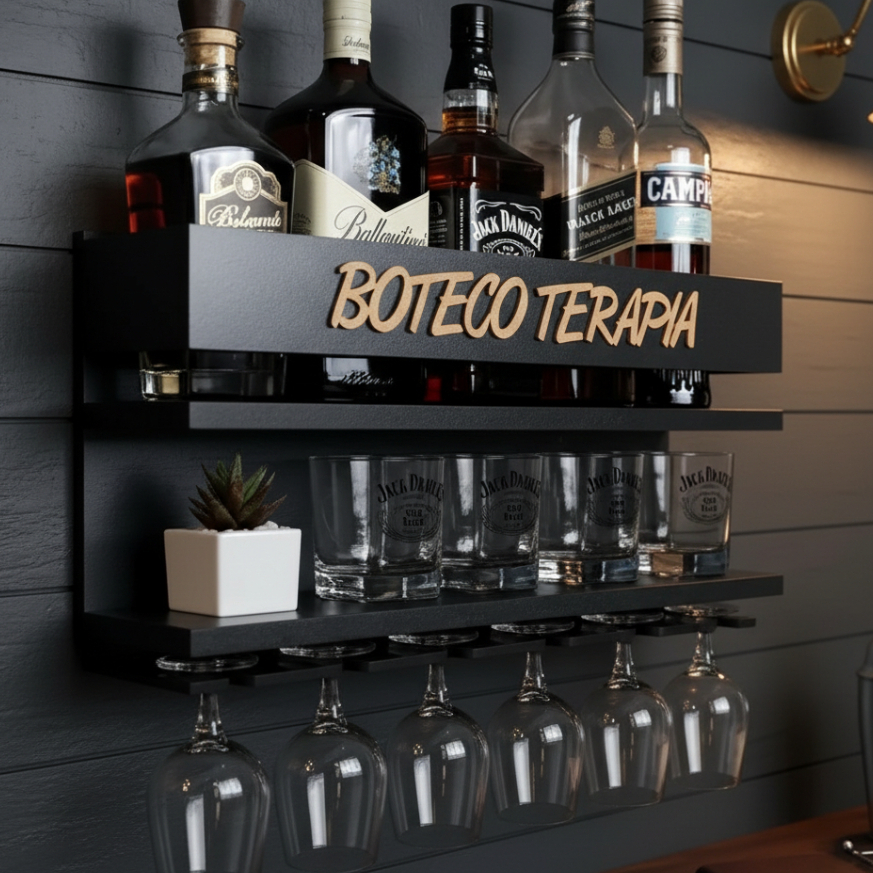 Barzinho Bar de Parede para Bebidas Decoração Área Churrasco Suspenso Vários Modelos