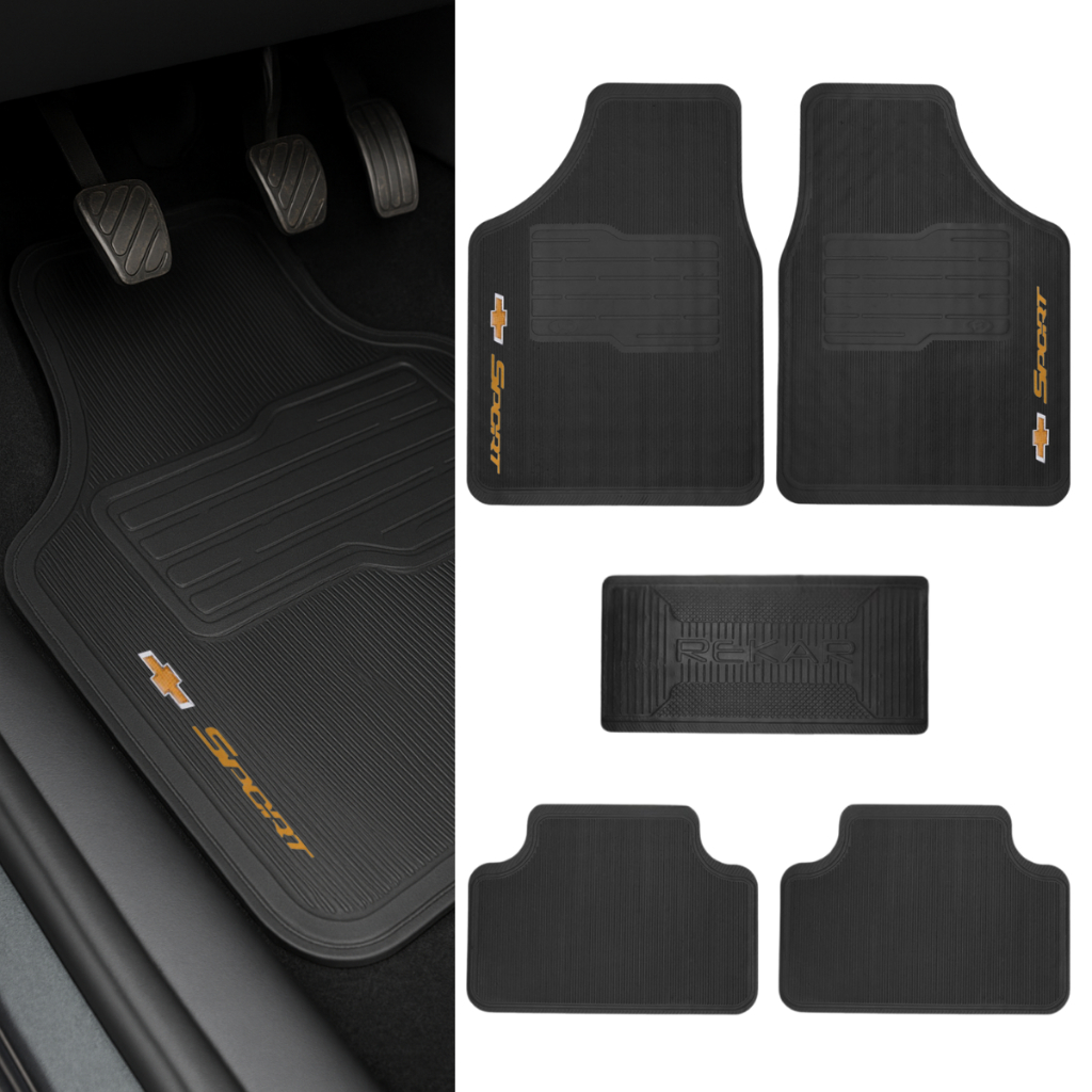 Kit Jogo Tapete Automotivo Carro Borracha Logo Chevrolet