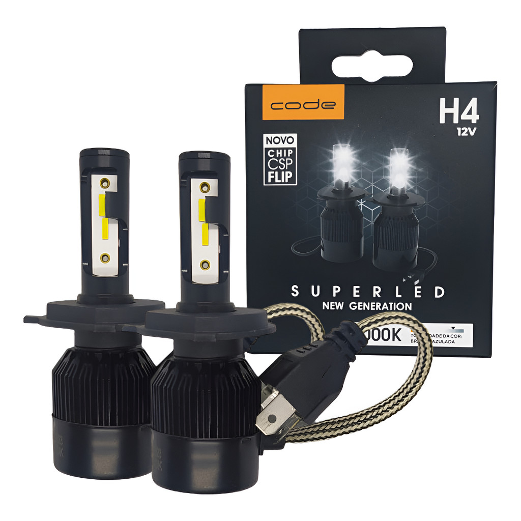 Par Lâmpada Super Led H4 Tipo Xenon 8000K Lampada Automotiva