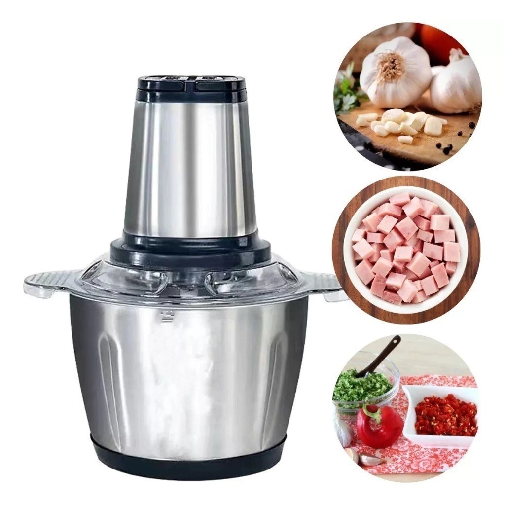 Tritador de alimentos de 2 litros, carne e vegetais, processador multifuncional elétrico, 2 modos, fácil de limpar