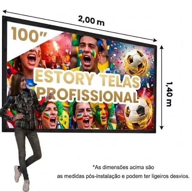 Tela de Projeção 100 Polegadas Profissional 16:9 Dobrável – Ideal para Projetores 4K e Full HD