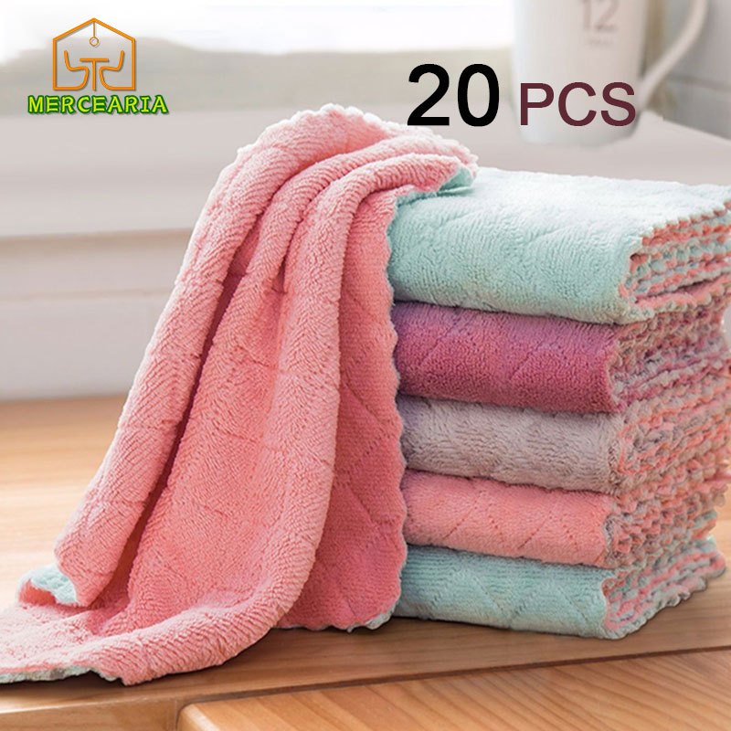 5/10/20 Peças Pano Absorvente Anti Óleo Para Cozinha /Pano De Microfibra /Toalha De Limpeza De Cozinha/Toalha De Mesa