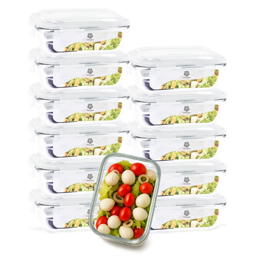 Kit 6 e 12 Potes de Vidro Hermético 640ml com Vedação Ideal para Marmita, Freezer e Micro-ondas