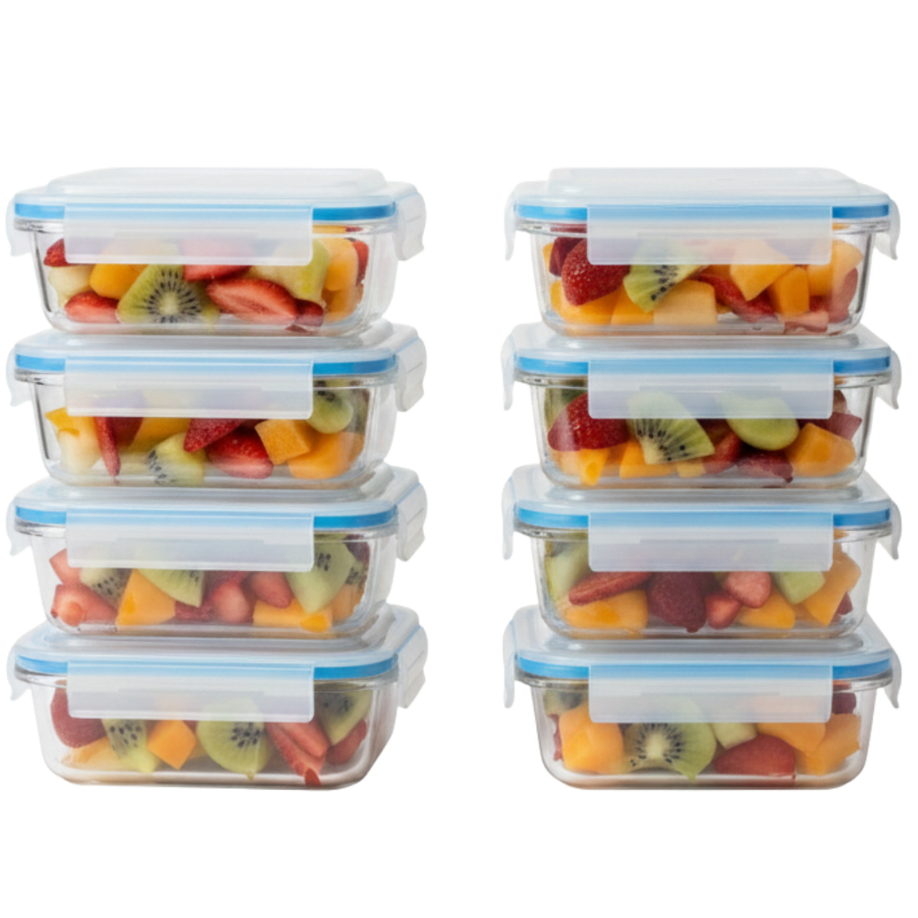 Kit Marmitas de Vidro Herméticas 630ml – 6 a 10 Unidades