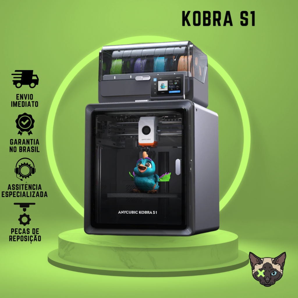 Impressora 3D Anycubic Kobra S1 Combo Original + CURSO GRATUITO | Envio Rápido + Suporte Nacional