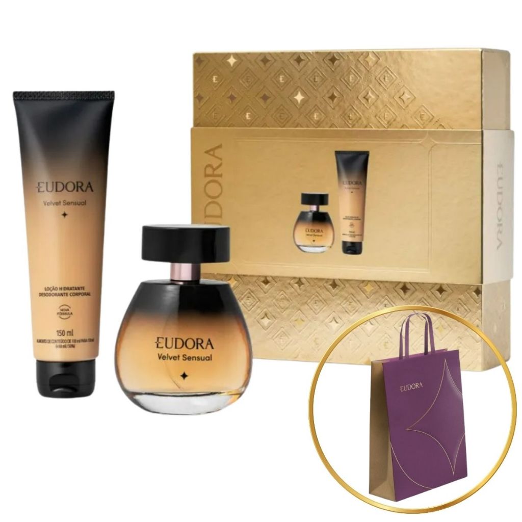 Estojo Presente Eudora Velvet Sensual: Desodorante Colônia 100ml + Loção Corporal 150ml