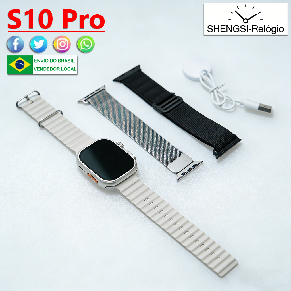 2026 Nova Série 10 Relógio S10 Ultra Pro SmartWatch Esportivo Sem Fio À Prova D'água Envio de São Paulo 49MM