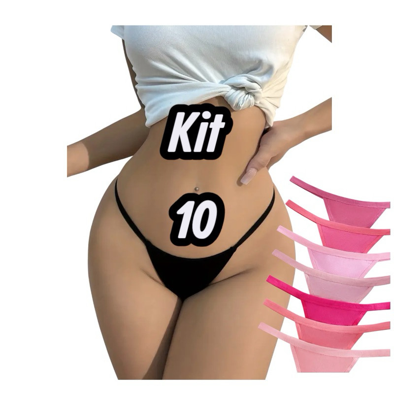 Kit 10 Calcinha Fio Dental Sexy Feminina Confortável Dia a Dia Academia Microfibra