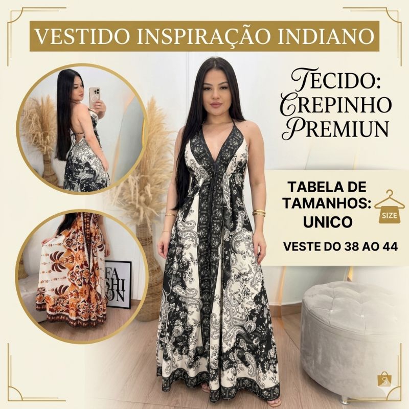 Vestido Longo Estampado  | Vestido Indiano  Casual Elegante praia