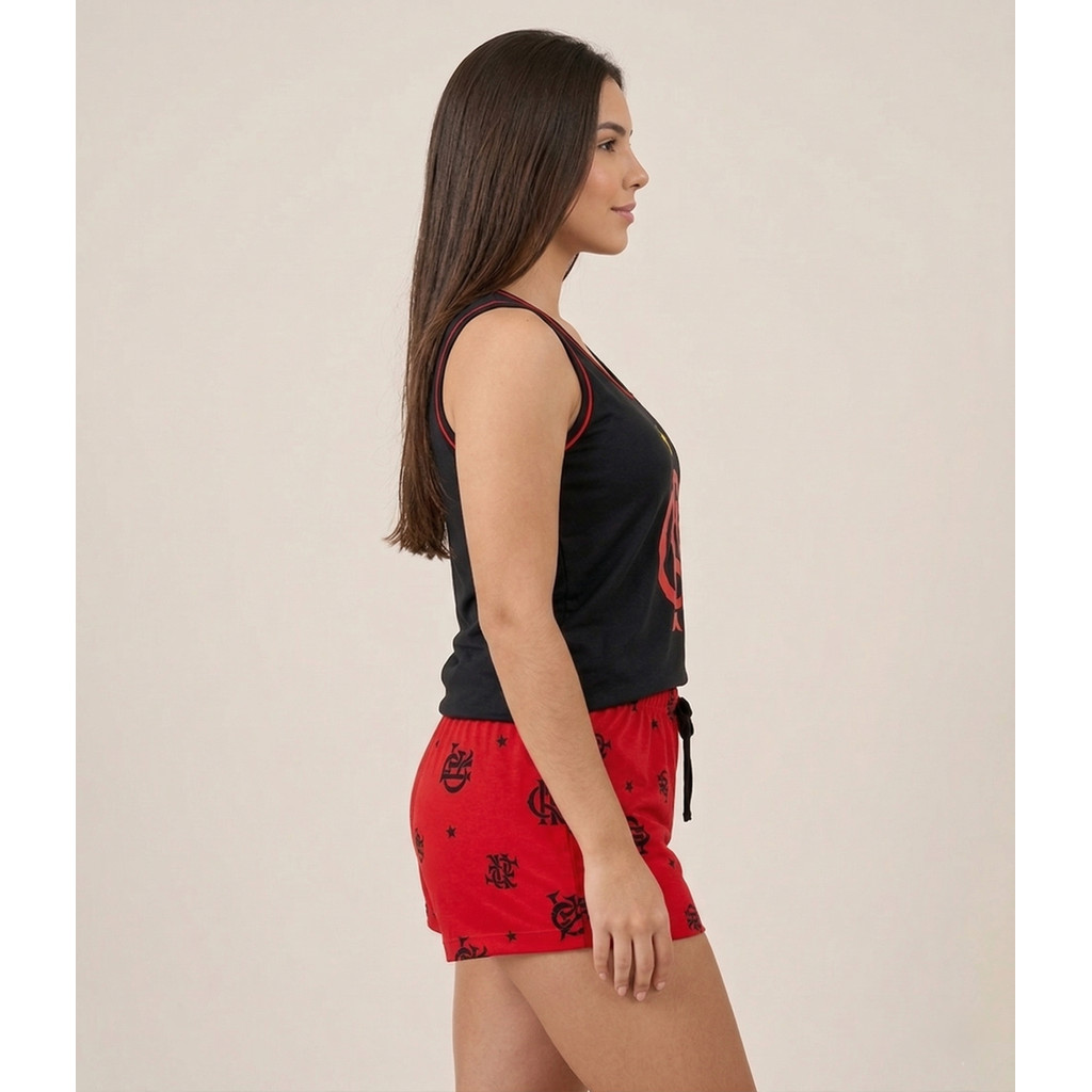 Baby Doll Pijama Times Feminino Verão Regata Short