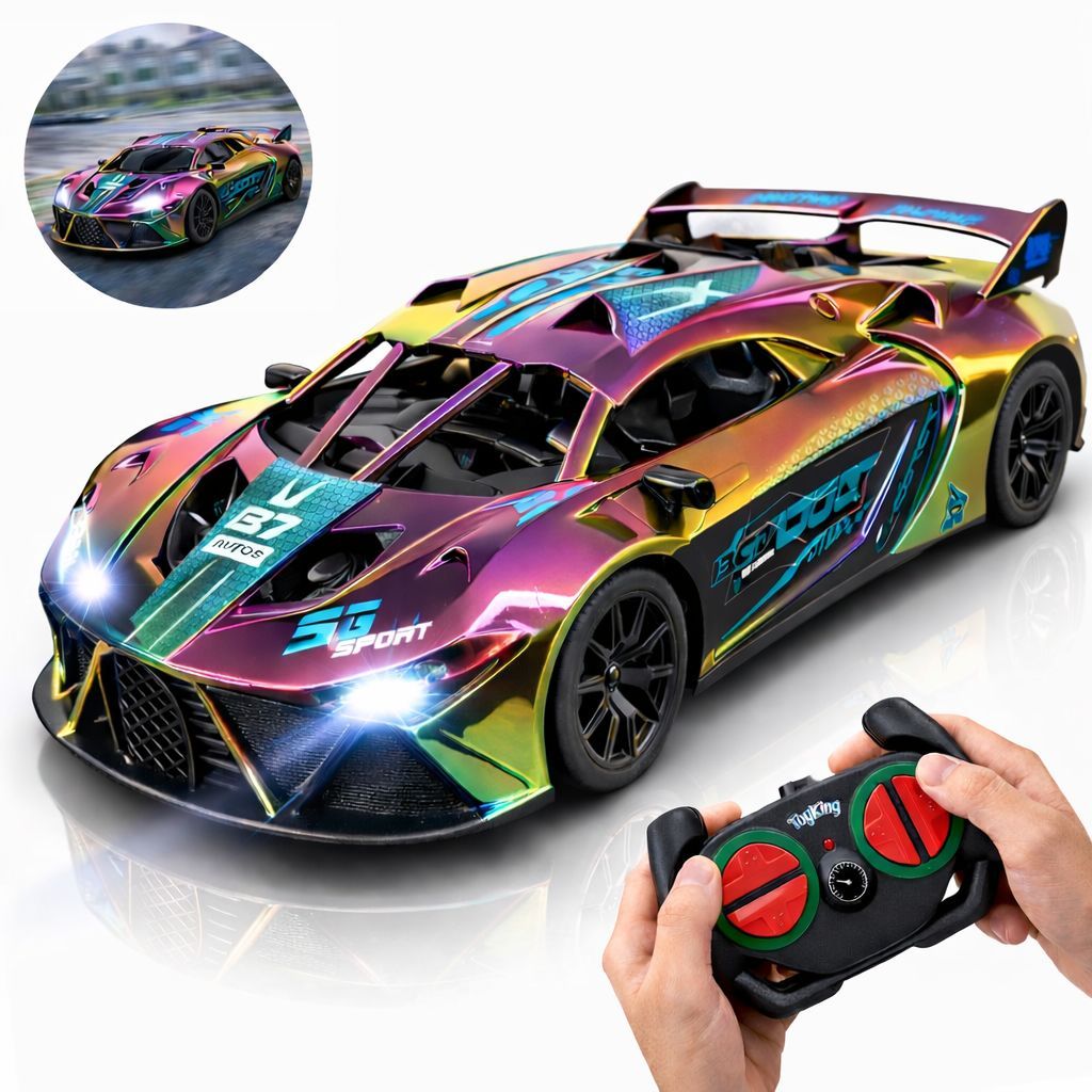Carrinho de Controle Remoto Solta Fumaça Drift Racing Recarregável