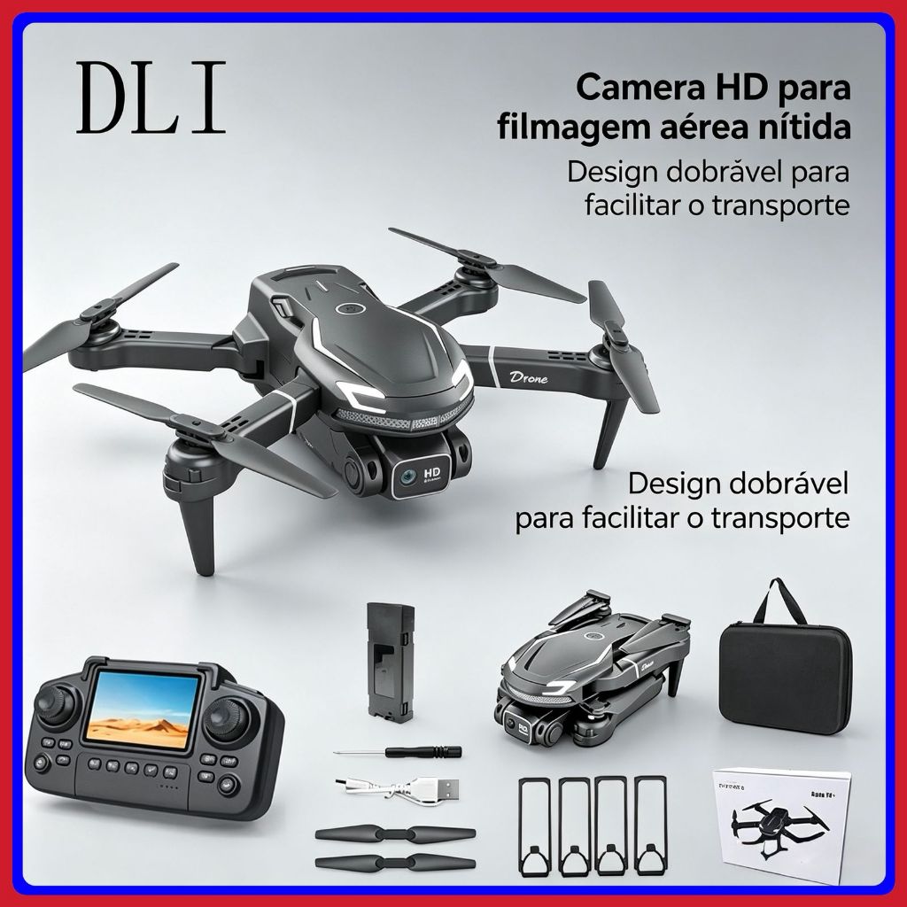 Drone V88 Profissional Alta Definição Câmera Dupla Fotografia Fluxo Dobrável RC Quadcopter DLI 🚁