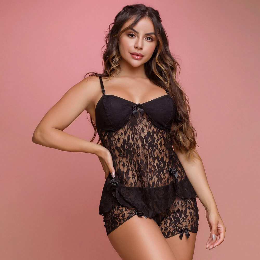Baby Doll Sexy Todo Rendado Sem Bojo
