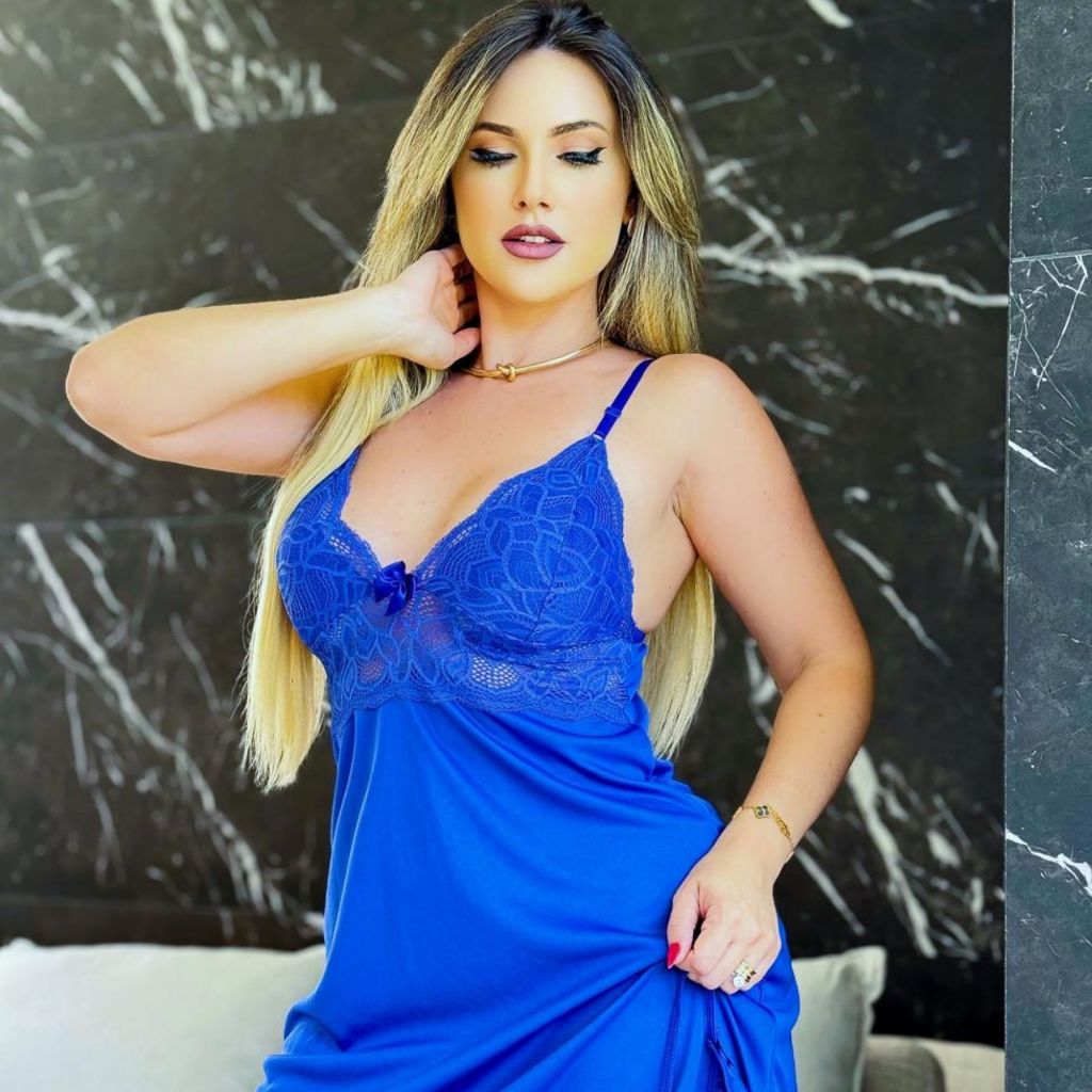 Camisola Feminina Com Renda e Calcinha Fio Dental Sensual Baby Doll Pijama