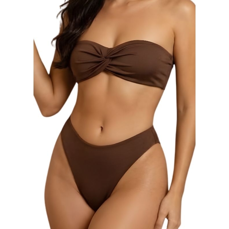 Biquini Tomara que caia Duplo Trançado+Calcinha Fio Duplo Moda Praia Tendência Verão