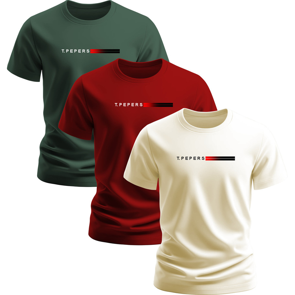 Kit Com 3 Camisetas Algodao  Masculina Top Original Camisa