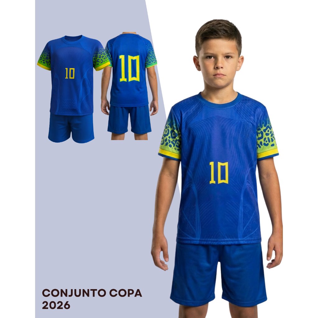 Conjunto Infantil Brasil Seleção Brasileira - Roupa Menino Futebol Copa do Mundo