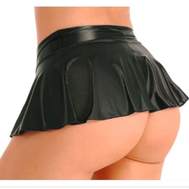 Mini Saia Rodada Micro Sensual Curtinha Godê Brilho Cirrê