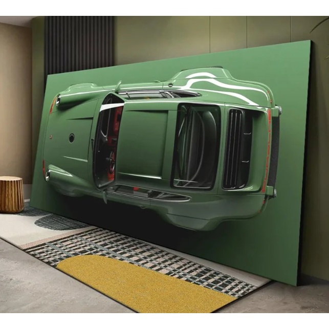 Quadro Decorativo Porsche 911 Verde 110x80cm Sala Quarto Luxo