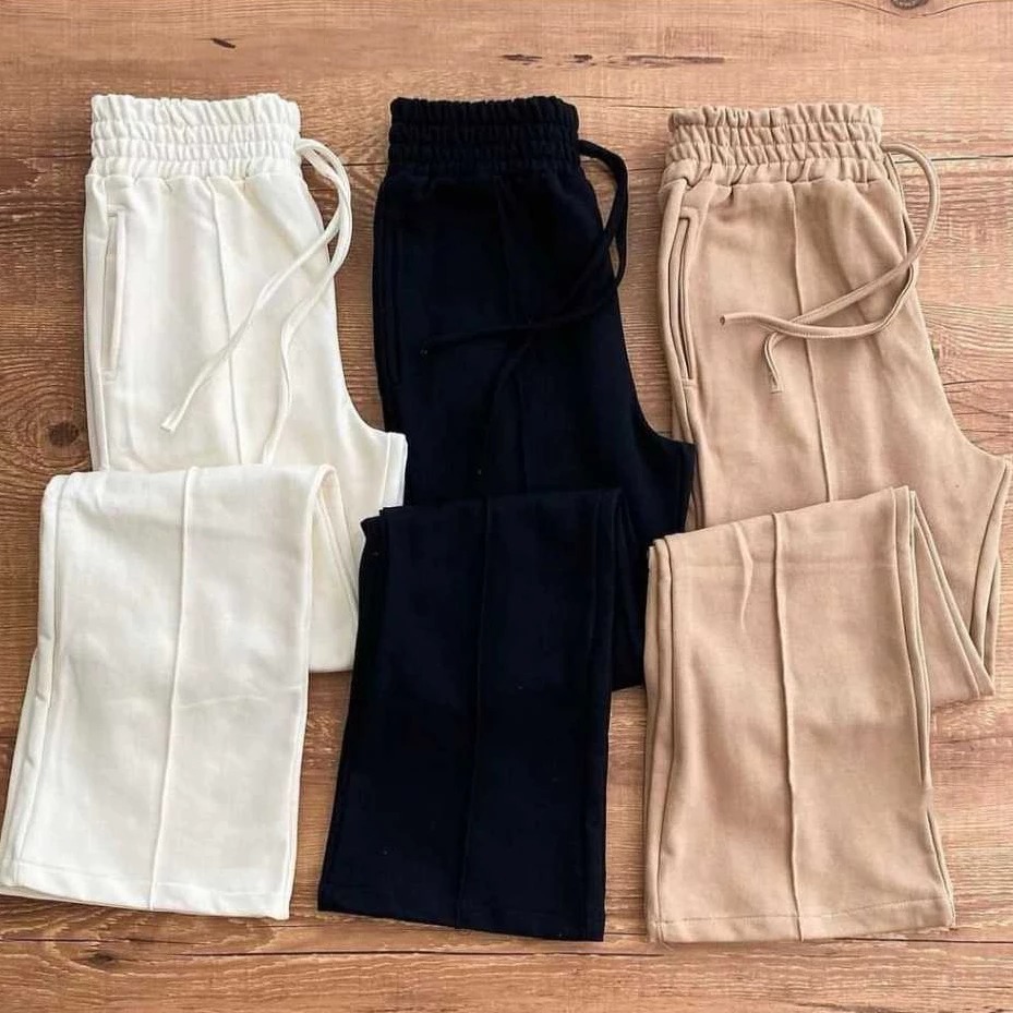 Calça Feminina Moletinho Pantalona Social Esporte  Moda Casual Elegante moda gringa Flare Chic Outono Inverno P049