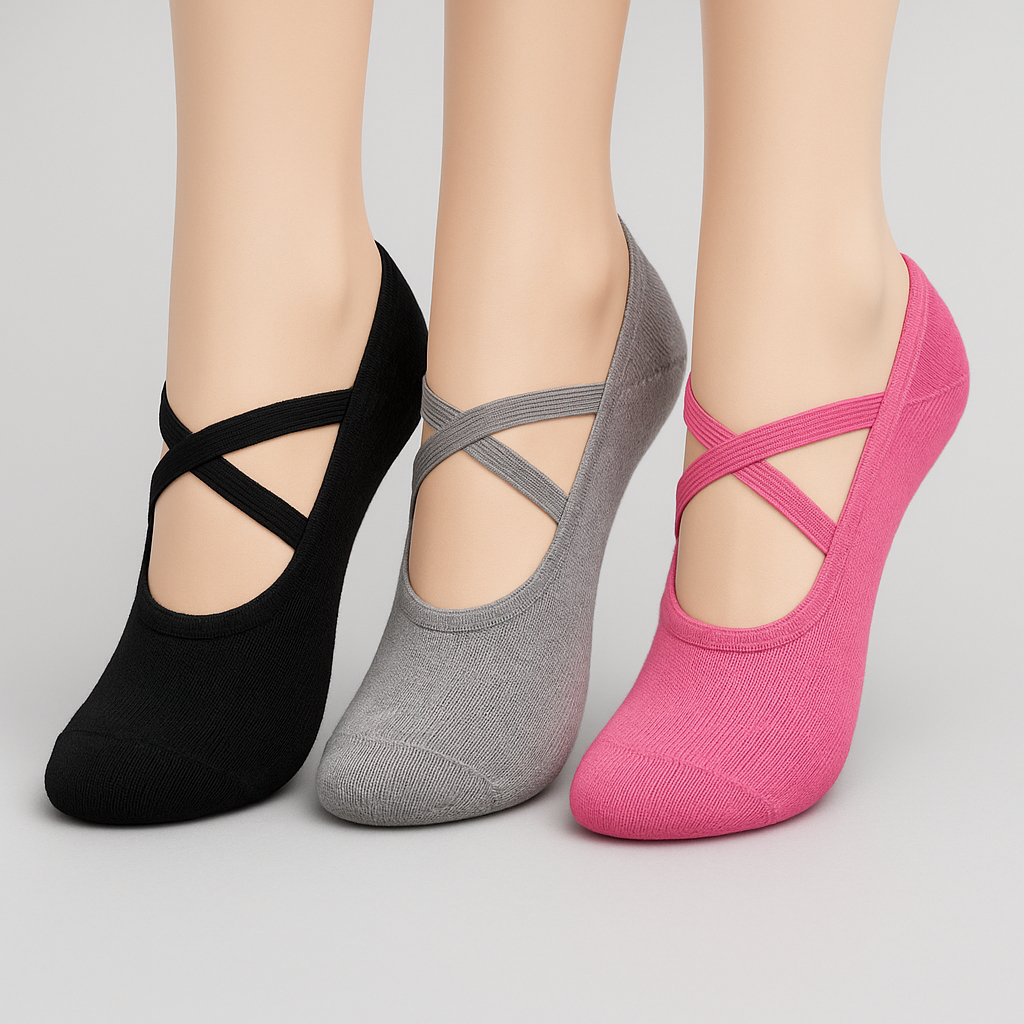 Kit 6 ou 3 Pares Meia Sapatilha Adulto Antiderrapante Pilates Yoga Fitness Feminina