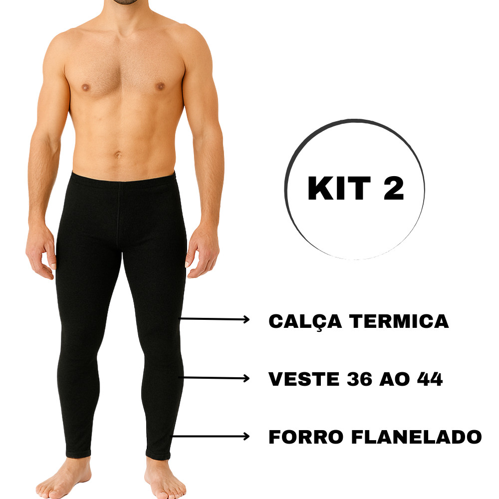 Kit 2 Meia Calça Masculina Flanelada Térmica Peluciada Sem Pé Promoção Inverno MK
