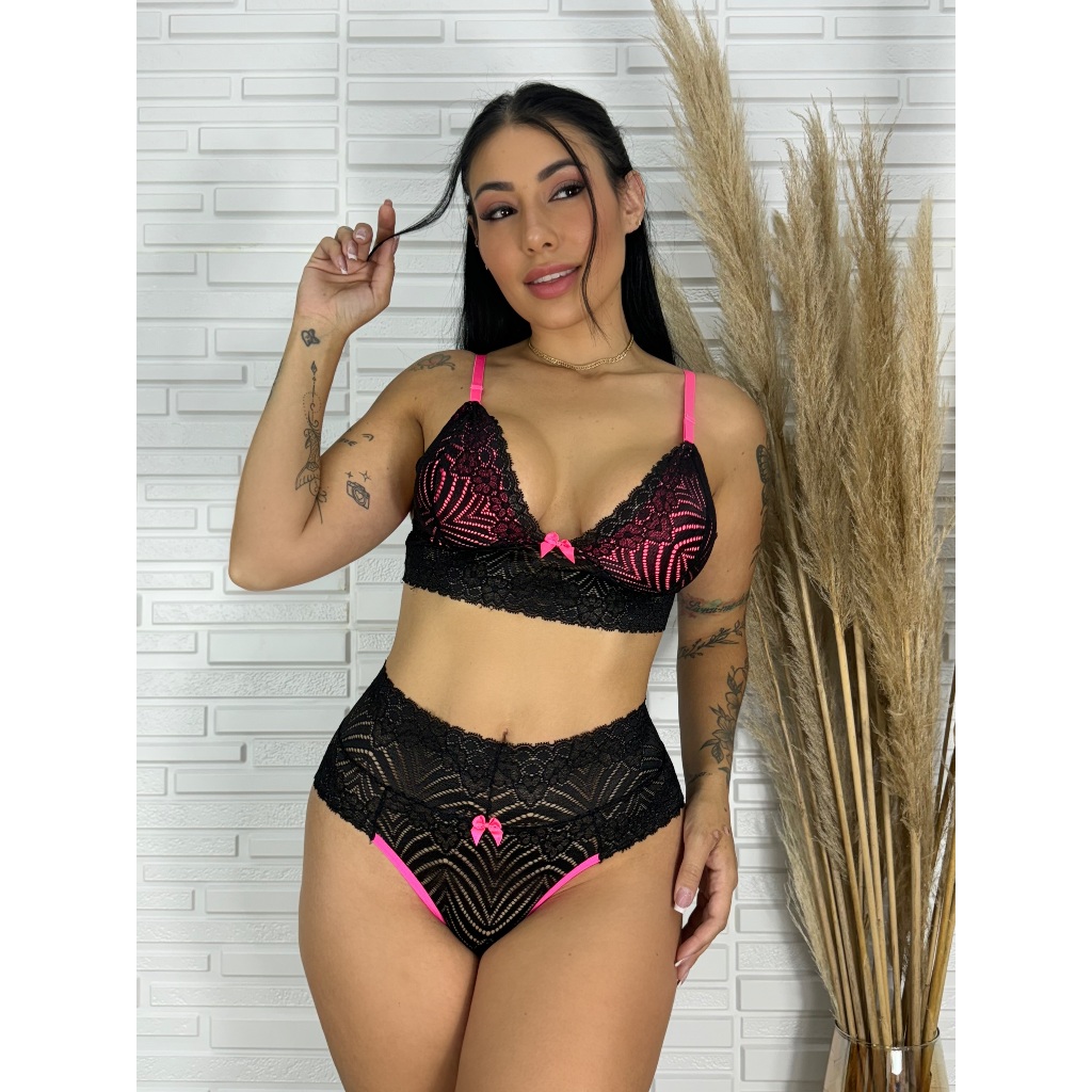 Conjunto de Lingerie Feminina Sexy em Renda Premium – Modelagem Perfeita 💖