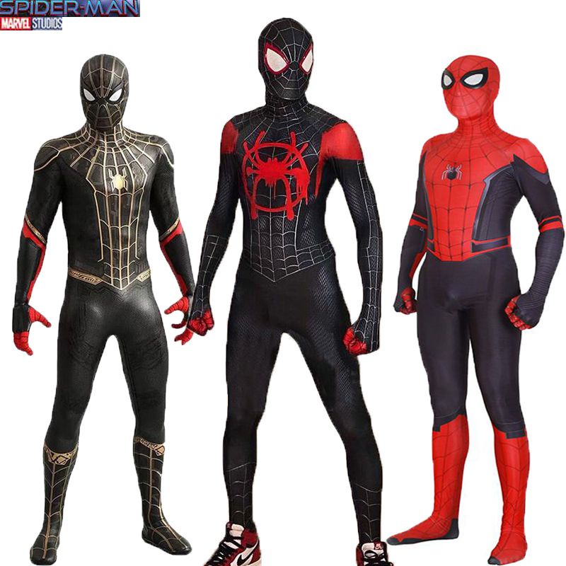 Homens Adultos Traje De Super-Heróis Longe De Miles Morales Cosplay Longe de casa Qualidade Macacão Partido Do Carnaval Uniforme Adulto Caçoa O Presente