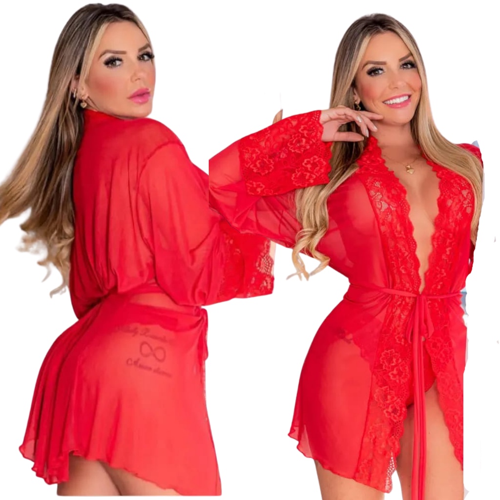 Robe Luxo Sexy Conforto  Roupão Feminino  Acompanha calcinha fio dental