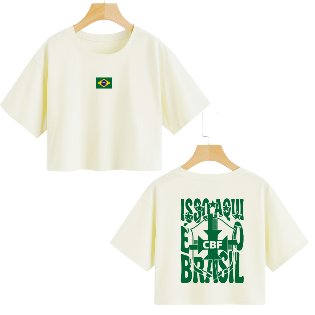 Cropped Feminino Isso Aqui é o Brasil 100% Algodão Penteado 30.1 Premium