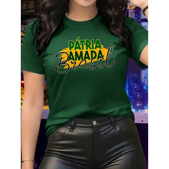 Camiseta Camisa Feminina T-shirt Copa Do Brasil 100% Algodão Pátria Lançamento Tendência Oferta