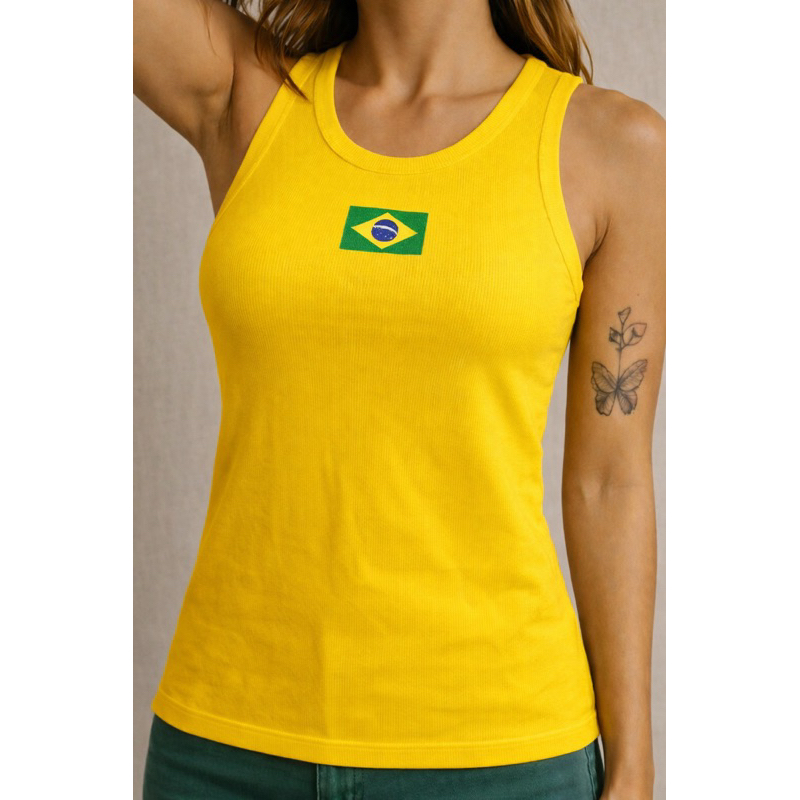 Blusa Femenina Regata Camiseta de Uniforme Brasil Copa 2026 Promoção