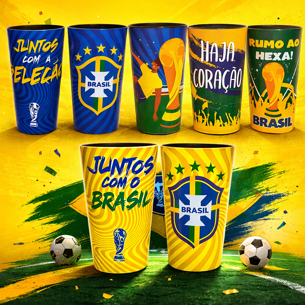 Kit 5 - Torcida Brasil - Copo Ecológico 500ml