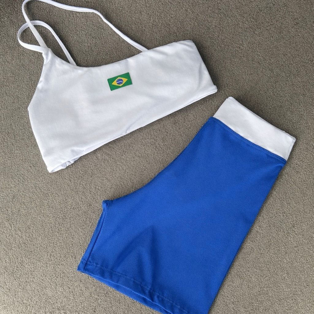conjunto de short fitness BRASIL copa crossfit TOP BRASIL nula manga academia fitness feminino DO BRASIL