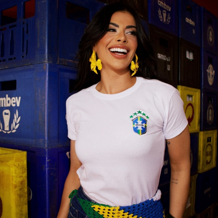 Tshirt Brasil Bordada Copa 2026 Blusa Feminina