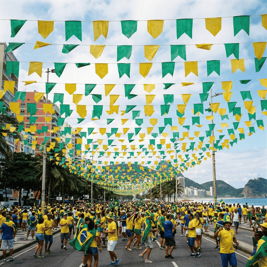 Kit Bandeirinha Copa Mundo Verde E Amarela Plástico Brasil