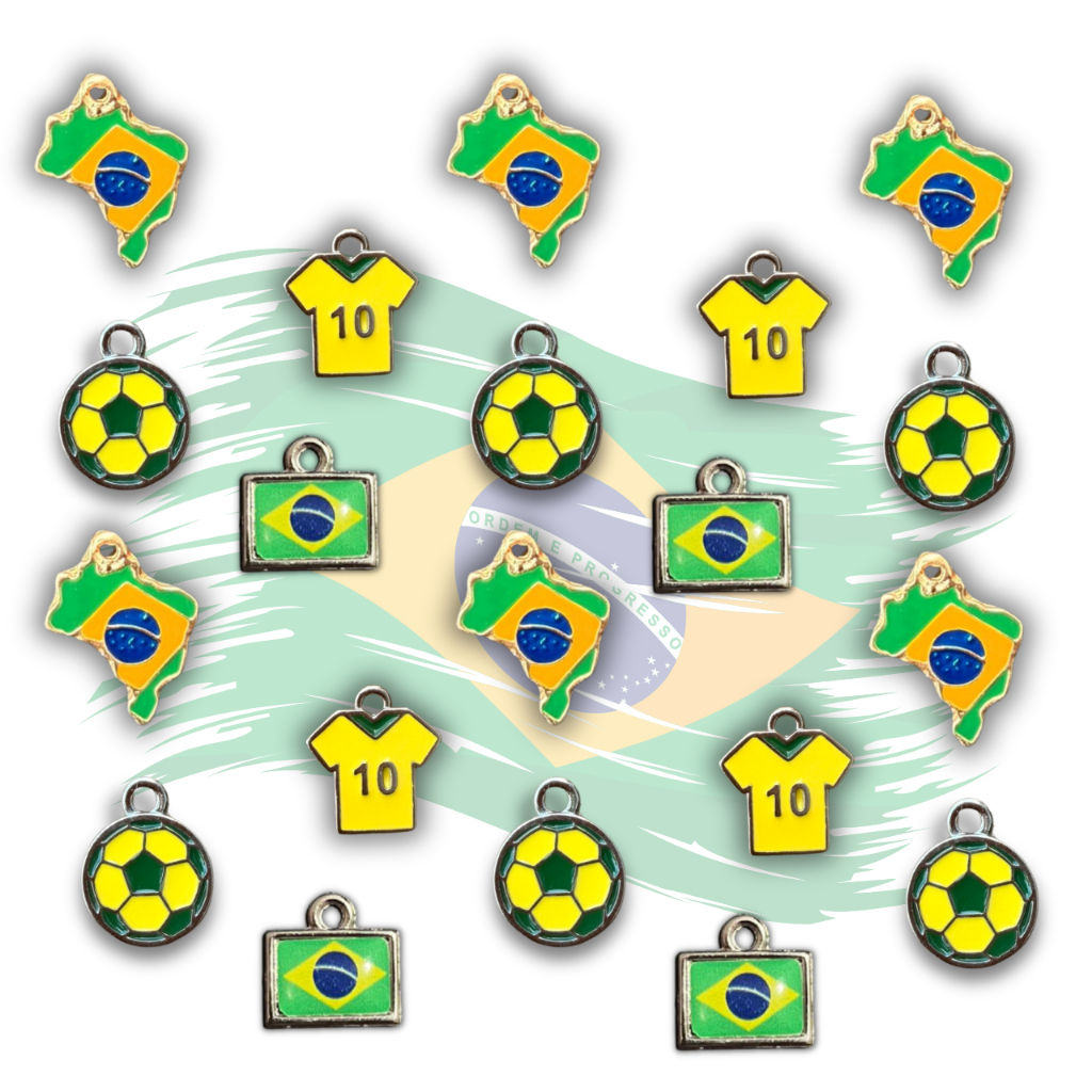 Kit de Pingentes do Brasil Copa do Mundo 2026 | Kit trancista da copa, Acessórios do Brasil p/ Tranças Artesanato
