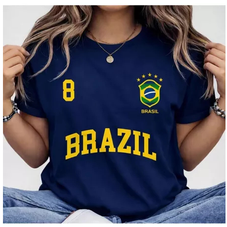 Blusa Feminina Brasil T-shirt Verão Algodão 100% Algodão