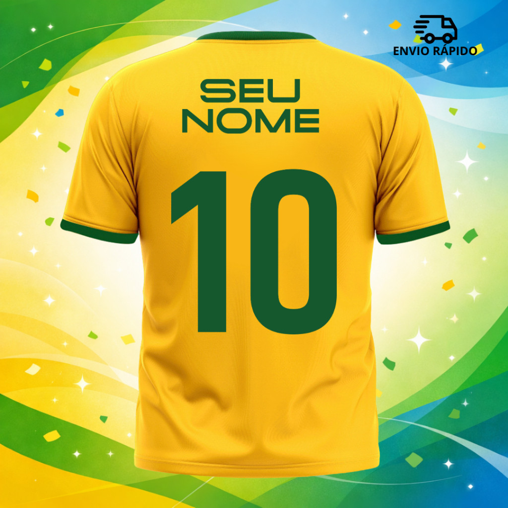 Blusa Brasil Copa 2026 Personalizada Algodão Unissex Torcida Patriota Brasil