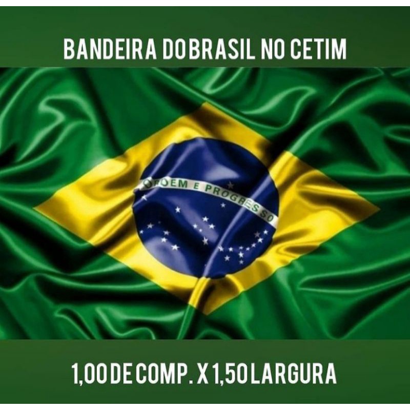 BANDEIRA DO BRASIL EM CETIM TECIDO 1mx1,50m
