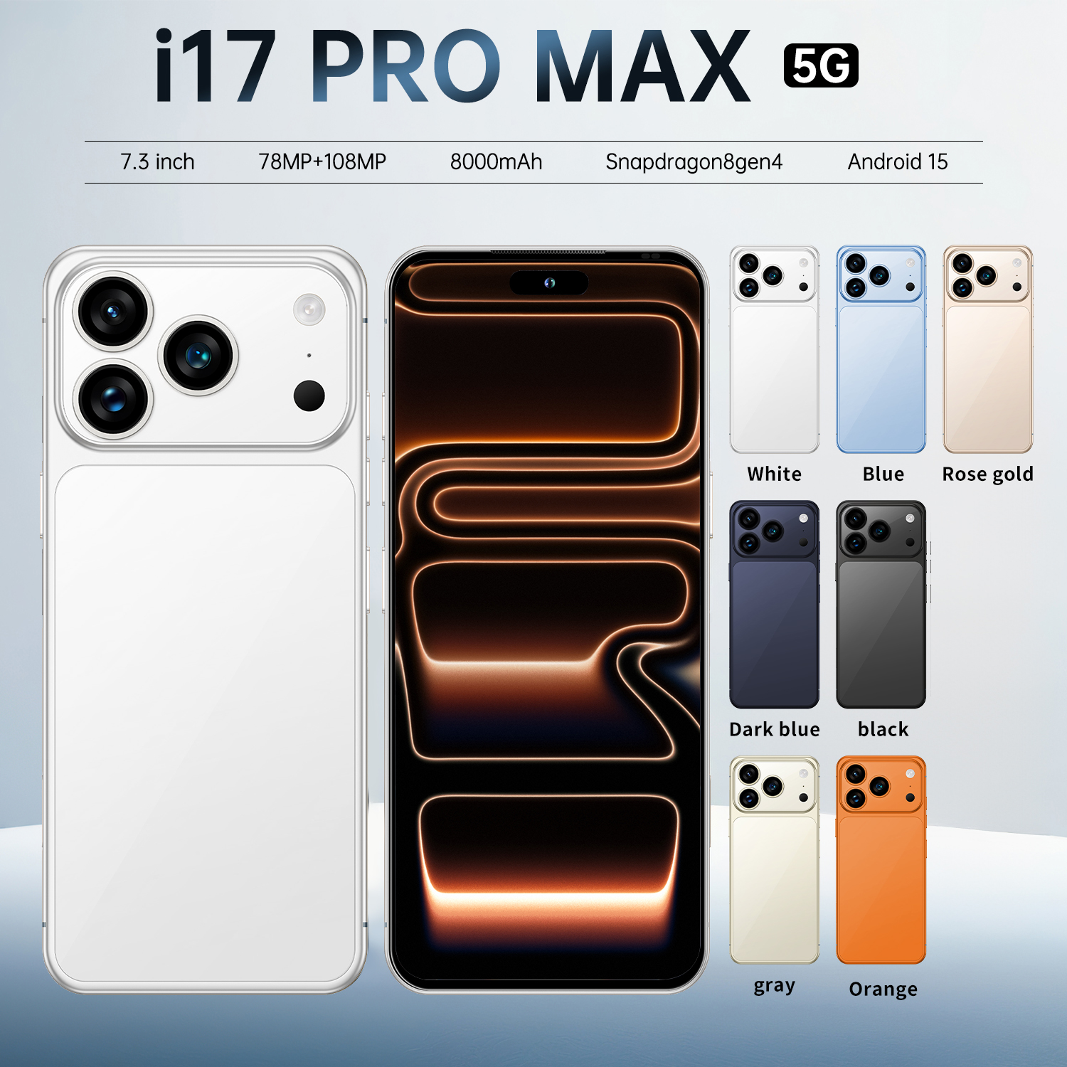 Smartphone Para Jogos I17 Pro Max 5G 6.7 Polegadas Tela Cheia 16GB 512GB Telefone Android