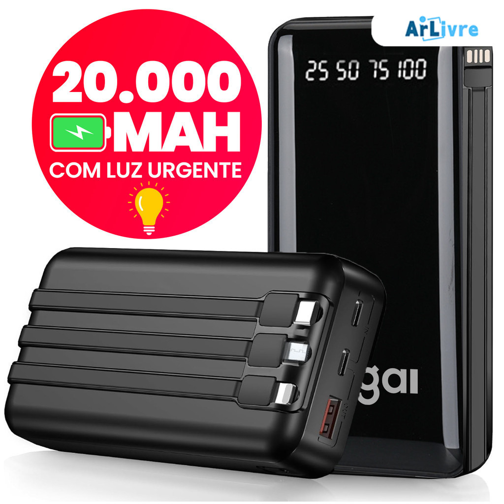 Bateria Externa Portátil 10000 a 20000mah Power Bank Carregador Mel Design