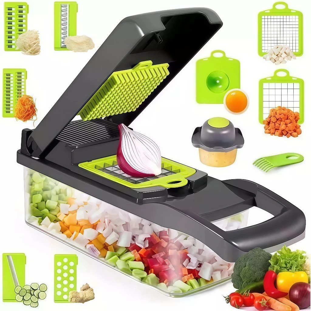 Fatiador de cozinha multifuncional profissional de aço inoxidável 16 em 1 vegetal/fruta e cozinha de seis peças
