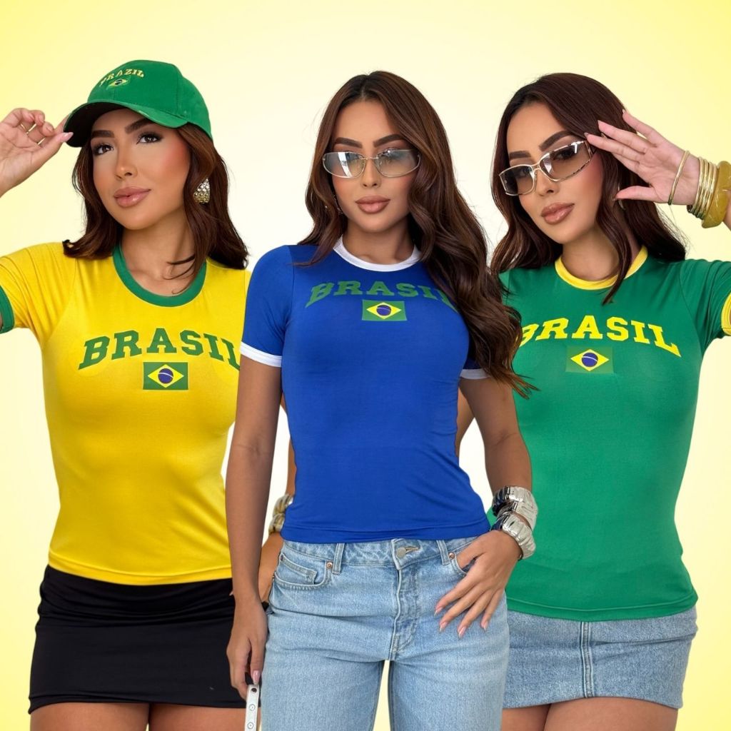 Blusa Suplex Brasil Core Premium Casual Moda Gringa Basico Camiseta T-Shirt