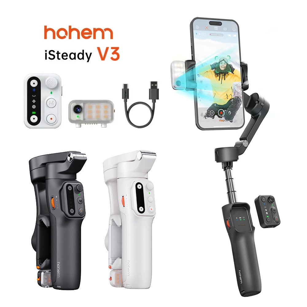 Hohem V3 Estabilizador Gimbal Celular Com Rastreamento Facial 3 Eixos Profissional Portátil com Controle Remoto