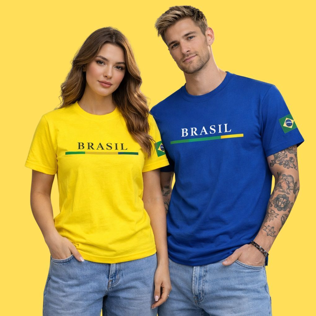 Kit 2 Camisetas Brasil Unissex Estampada Algodão Conforto P ao EXG Streetwer Premium