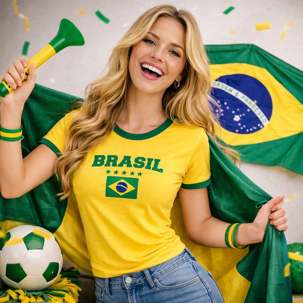 Camiseta Brasil Feminina Tshirt Blusa Camisa Copa do Mundo 2026 Tocedor Torcida Brasileira