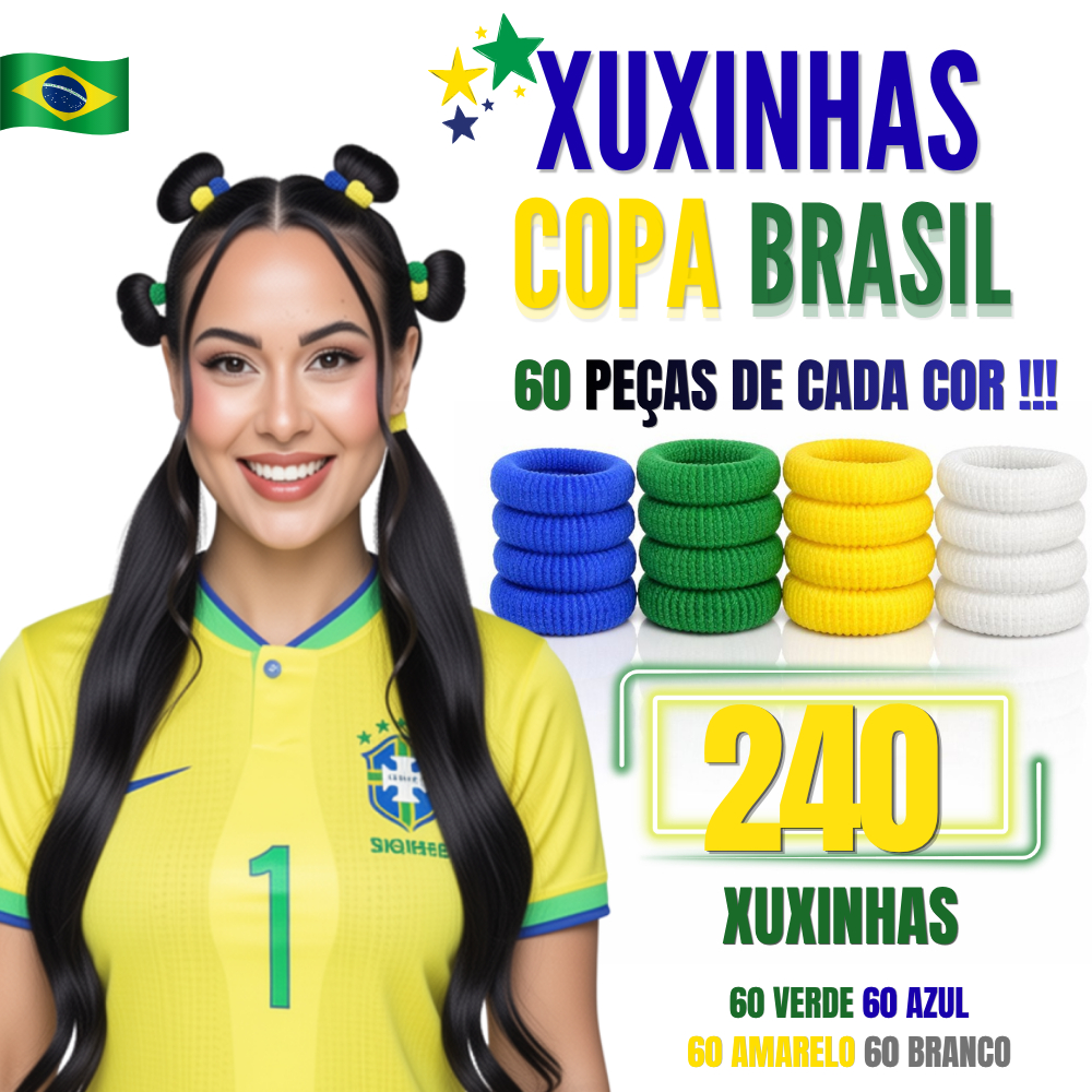 240 Xuxinhas Copa do Mundo Brasil (Azul/Amarelo/Verde/Branco) - 60 peças cada cor