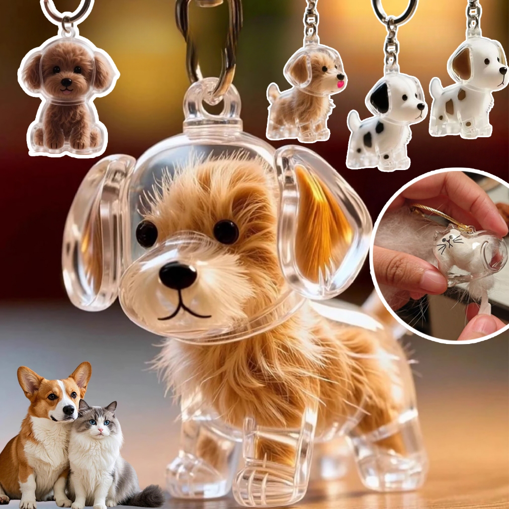 Chaveiro Criativo De Armazenamento De Cabelo Fofo Cachorro Pingente Transparente Para Animais De Estimação